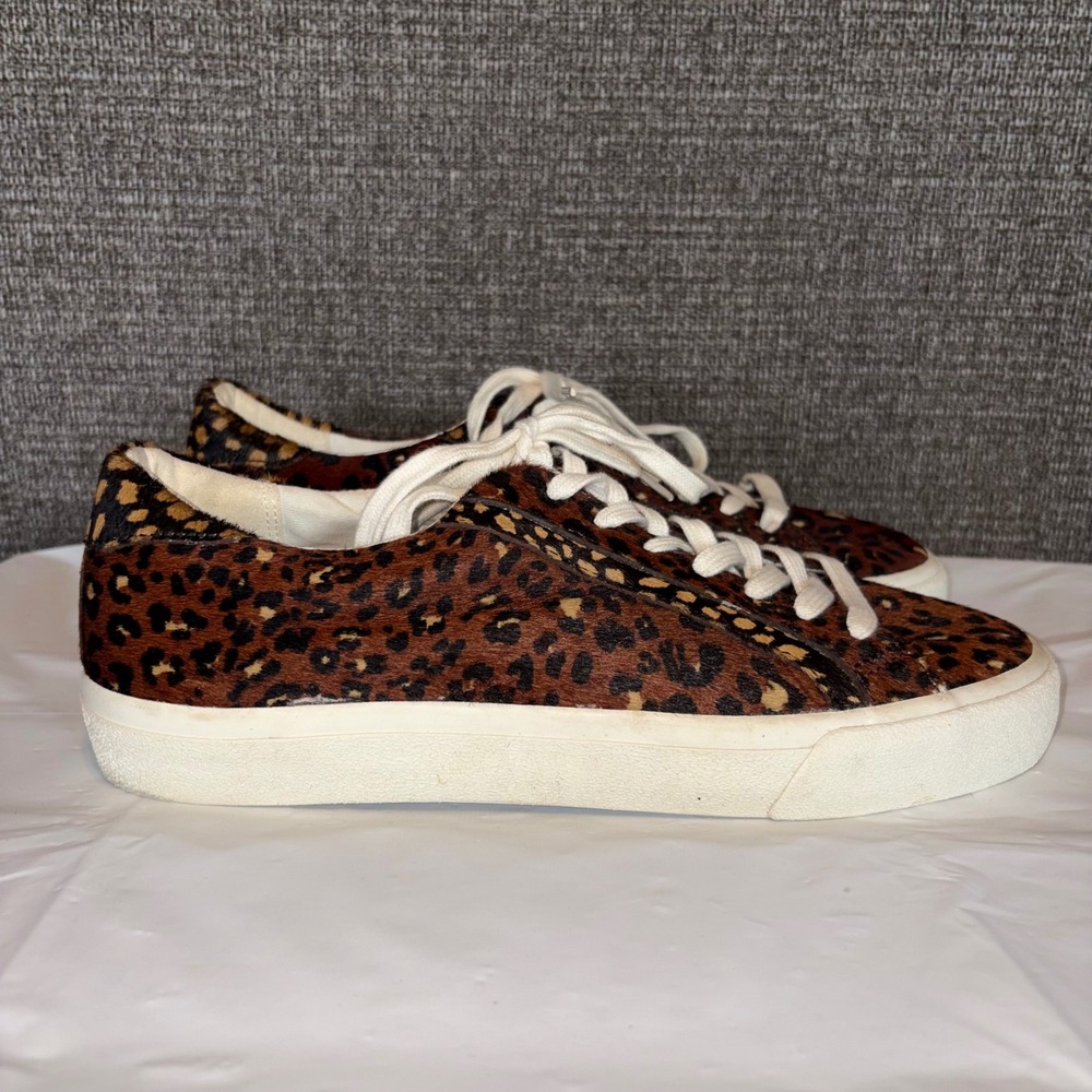 Madewell Sidewalk Low Top Sneakers Womens 9 Leopard Calf Hair Brown Mob Wife